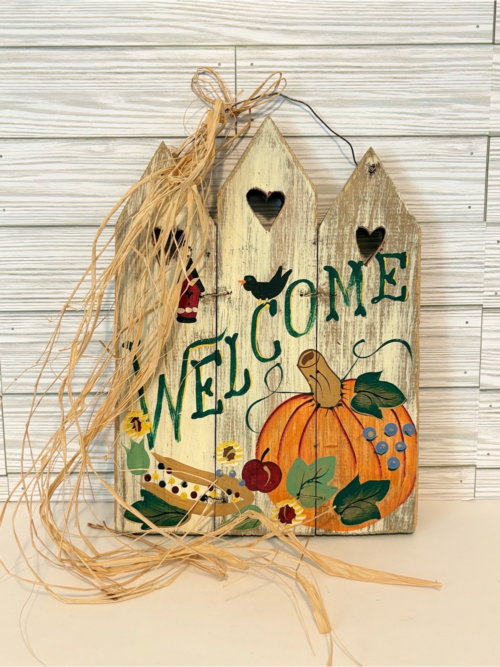 Primitive Fall Pumpkin Wooden Sign JDI Inc 1998 Folk Art Plaque Rustic Country